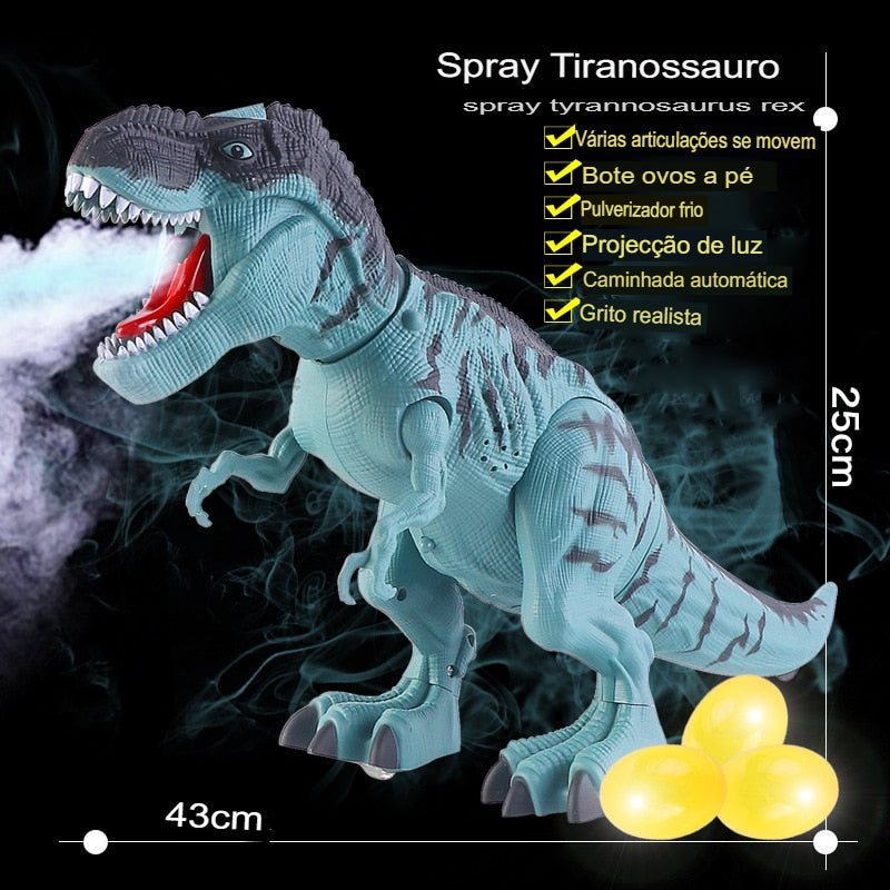 Tiranossauro Rex Elétrico com Voz Mecânica vem com Ovo Luminoso